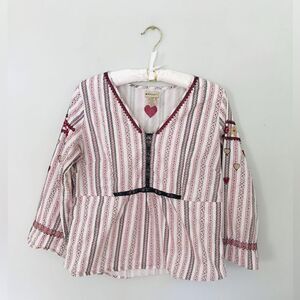 Anthropologie Elevenses Peasant Top Womens 14 Ivory Embroidered vintage fabric